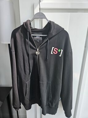 Shoe [S*] Black Zip Hoodie with Pink & Green Logo, ITALY